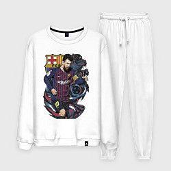Костюм хлопковый мужской Messi Barcelona Argentina Striker, цвет: белый