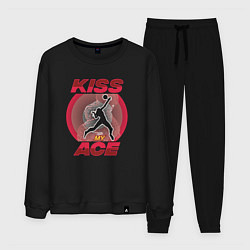 Костюм хлопковый мужской Kiss Ace, цвет: черный