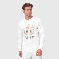 Костюм хлопковый мужской Котик в короне Kitty, цвет: белый — фото 2