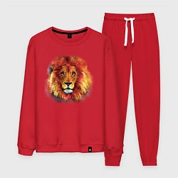 Костюм хлопковый мужской Лев акварельный, цвет: красный