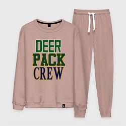 Костюм хлопковый мужской Deer Pack Crew, цвет: пыльно-розовый