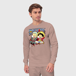 Костюм хлопковый мужской Малыши Зоро и Луффи One Piece, цвет: пыльно-розовый — фото 2
