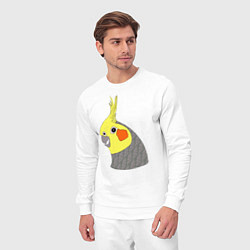 Костюм хлопковый мужской Попугай корелла портрет, цвет: белый — фото 2