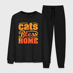 Костюм хлопковый мужской Cats bless home, цвет: черный