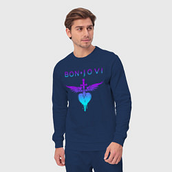 Костюм хлопковый мужской BON JOVI NEON LOGO HEART, цвет: тёмно-синий — фото 2