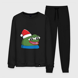 Костюм хлопковый мужской Pepe, pepe happy, Пепе хеппи, pepe happy new year, цвет: черный