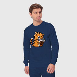 Костюм хлопковый мужской Тигренок и кофе, цвет: тёмно-синий — фото 2