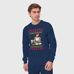 Костюм хлопковый мужской Рождественский свитер Котик с колечками, цвет: тёмно-синий — фото 2