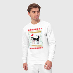 Костюм хлопковый мужской Рождественский свитер Хаски, цвет: белый — фото 2