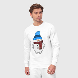 Костюм хлопковый мужской Снеговик в шапочке, цвет: белый — фото 2