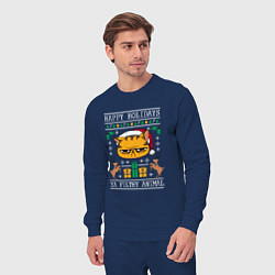 Костюм хлопковый мужской Christmas Cat, цвет: тёмно-синий — фото 2