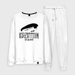 Костюм хлопковый мужской Дирижабль Led Zeppelin с лого участников, цвет: белый