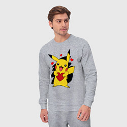 Костюм хлопковый мужской ПИКАЧУ И СЕРДЕЧКО POKENON PIKACHU LOVE, цвет: меланж — фото 2