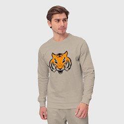 Костюм хлопковый мужской Тигр логотип, цвет: миндальный — фото 2
