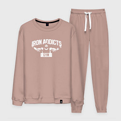 Костюм хлопковый мужской Iron Addicts Gym, цвет: пыльно-розовый