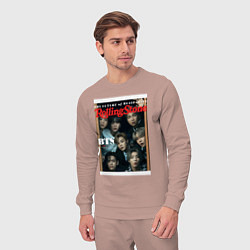 Костюм хлопковый мужской BTS БТС на обложке журнала, цвет: пыльно-розовый — фото 2