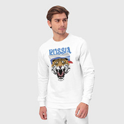 Костюм хлопковый мужской Уссурийский русский тигр, цвет: белый — фото 2