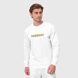 Костюм хлопковый мужской Авто NISSAN золотой, цвет: белый — фото 2