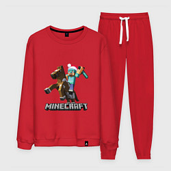 Костюм хлопковый мужской MINECRAFT НОВЫЙ ГОД 2022 МАЙНКРАФТ, цвет: красный