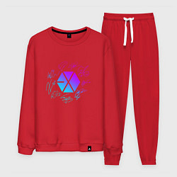 Костюм хлопковый мужской EXO BAND NEON LOGO АВТОГРАФЫ, цвет: красный