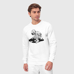Костюм хлопковый мужской Космические рисунки, цвет: белый — фото 2