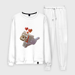 Костюм хлопковый мужской Майнкрафт - милая собачка, цвет: белый