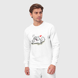 Костюм хлопковый мужской Кот Саймон Сердечко Love, цвет: белый — фото 2