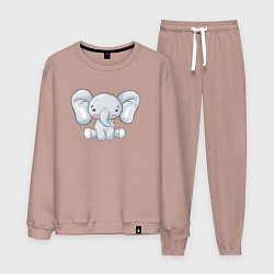 Костюм хлопковый мужской Маленький милый слоненок, цвет: пыльно-розовый