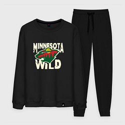 Костюм хлопковый мужской Миннесота Уайлд, Minnesota Wild, цвет: черный