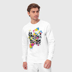 Костюм хлопковый мужской Color & Skulls, цвет: белый — фото 2