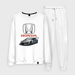 Костюм хлопковый мужской Honda Racing team, цвет: белый