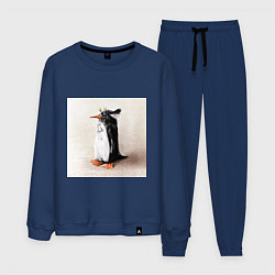 Костюм хлопковый мужской Птица Пингвин, цвет: тёмно-синий