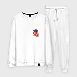 Костюм хлопковый мужской Анатомия Сердце, цвет: белый