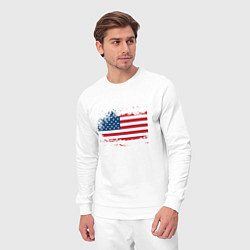Костюм хлопковый мужской Американский флаг Stars, цвет: белый — фото 2