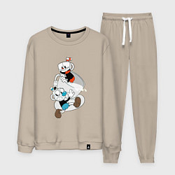 Костюм хлопковый мужской Чашки Cuphead, цвет: миндальный