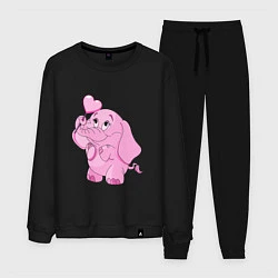 Костюм хлопковый мужской Розовый слонёнок, цвет: черный
