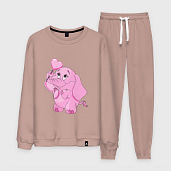 Костюм хлопковый мужской Розовый слонёнок, цвет: пыльно-розовый