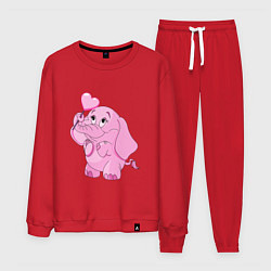 Костюм хлопковый мужской Розовый слонёнок, цвет: красный