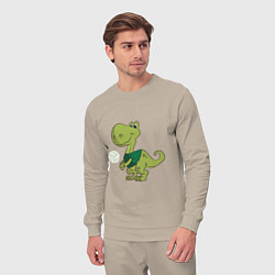 Костюм хлопковый мужской Volleyball Dinosaur, цвет: миндальный — фото 2