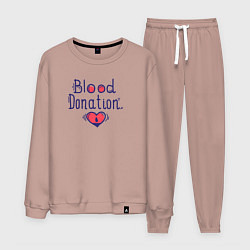 Костюм хлопковый мужской Blood Donation, цвет: пыльно-розовый