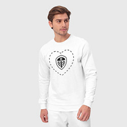 Костюм хлопковый мужской Лого Leeds United в сердечке, цвет: белый — фото 2