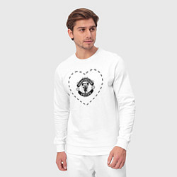 Костюм хлопковый мужской Лого Manchester United в сердечке, цвет: белый — фото 2