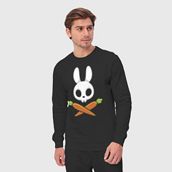 Костюм хлопковый мужской Череп кролика с двумя морковками, цвет: черный — фото 2
