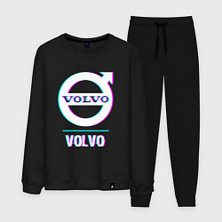 Костюм хлопковый мужской Значок Volvo в стиле Glitch, цвет: черный