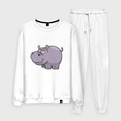 Костюм хлопковый мужской Милый Бегемот, цвет: белый