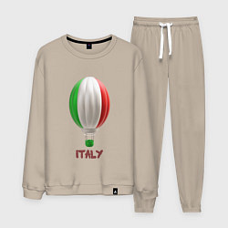 Костюм хлопковый мужской 3d aerostat Italy flag, цвет: миндальный