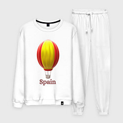 Костюм хлопковый мужской 3d aerostat Spanish flag, цвет: белый