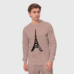 Костюм хлопковый мужской Эйфелева башня Париж Франция, цвет: пыльно-розовый — фото 2