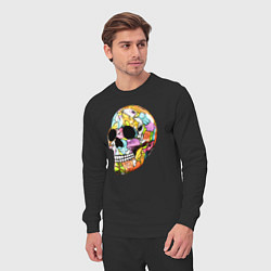 Костюм хлопковый мужской Art cool skull, цвет: черный — фото 2