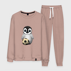 Костюм хлопковый мужской Футбол - Пингвин, цвет: пыльно-розовый